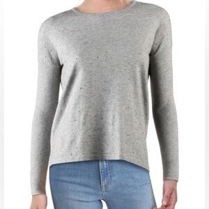 Matty M Womens Embellished Crewneck Sweater Gray